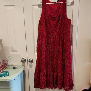 Torrid Elegant Red Lace Dress